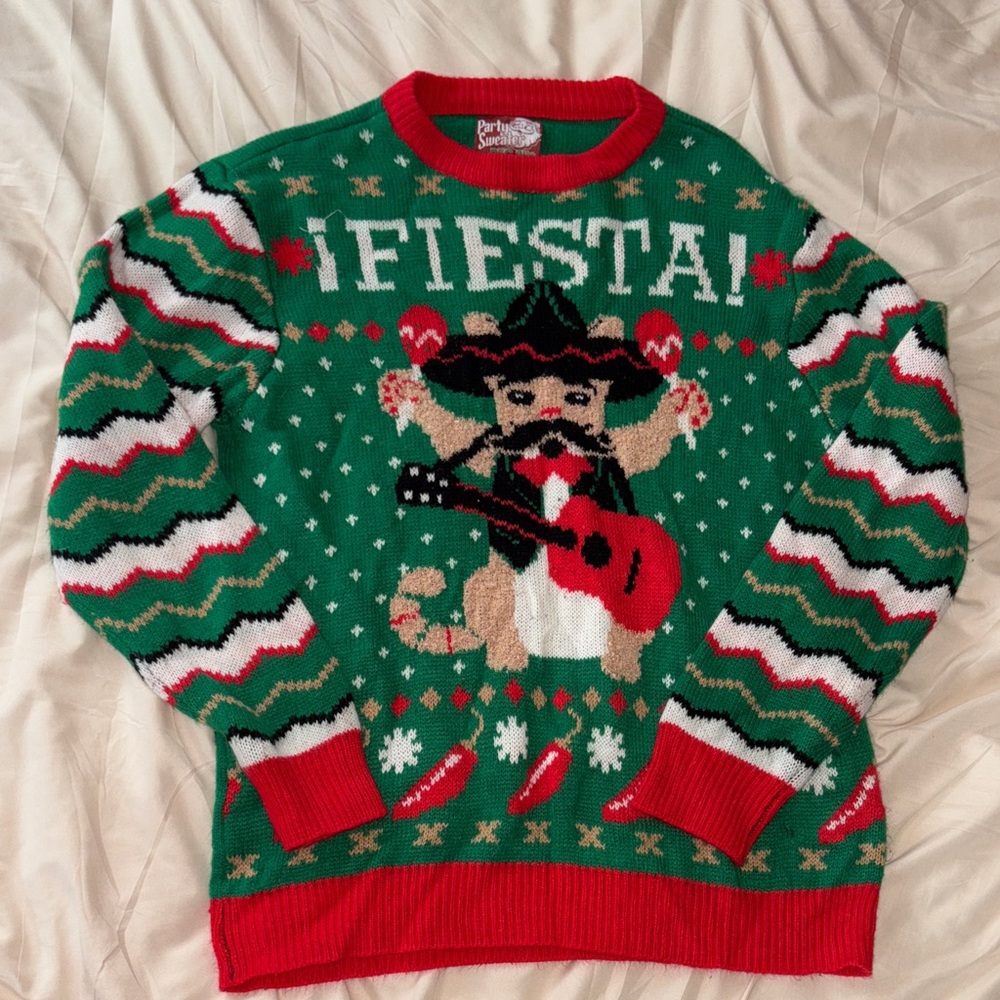 Tipsy Elves Green and Red Fiesta Sweater